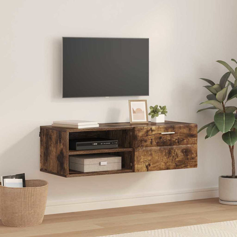vidaXL TV szekrény fiókkal Füstölt tölgy 100.5 x 39 x 30 cm Faanyag