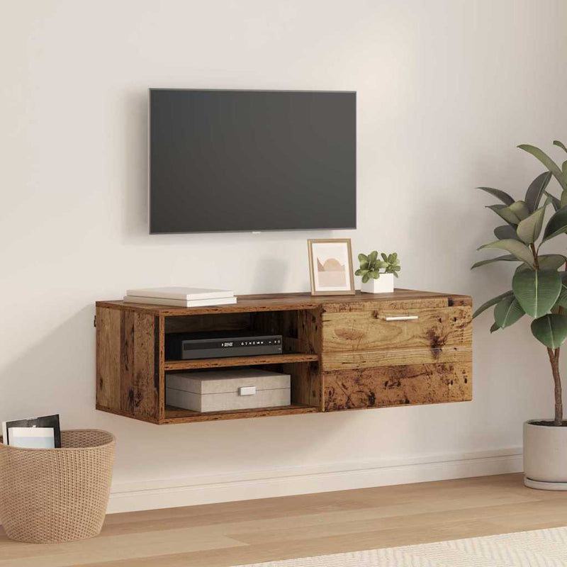 vidaXL TV szekrény fiókkal Régi fa 100.5 x 39 x 30 cm Faanyag