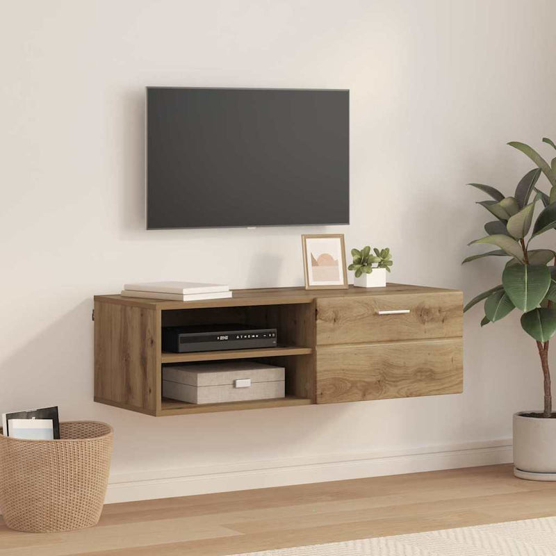 vidaXL TV szekrény fiókkal kézműves tölgy 100.5 x 39 x 30 cm Faanyag