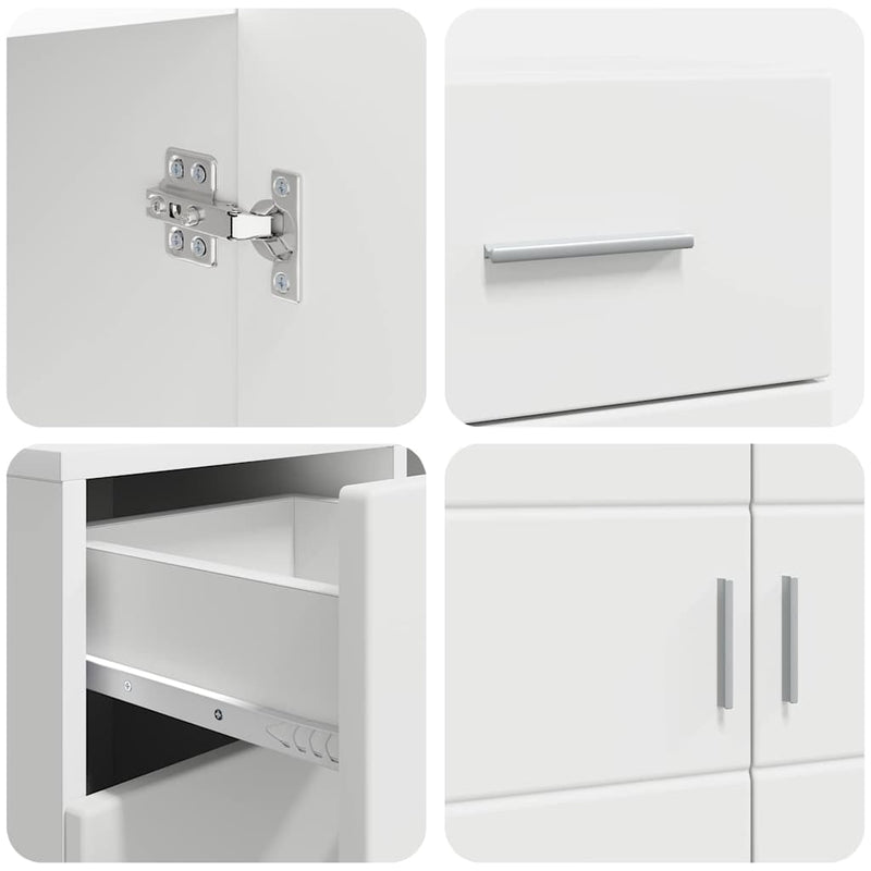 vidaXL Széf fiókkal tárolóval Fehér 88.5 x 30.5 x 73 cm Faanyag