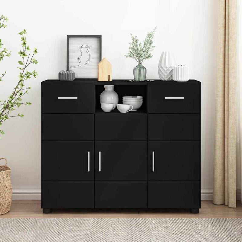 vidaXL Széf fiókkal tárolóval Fekete 88.5 x 30.5 x 73 cm Faanyag