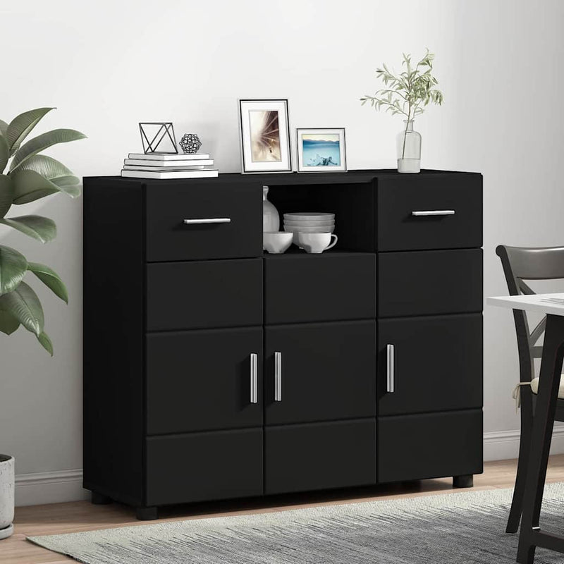 vidaXL Széf fiókkal tárolóval Fekete 88.5 x 30.5 x 73 cm Faanyag