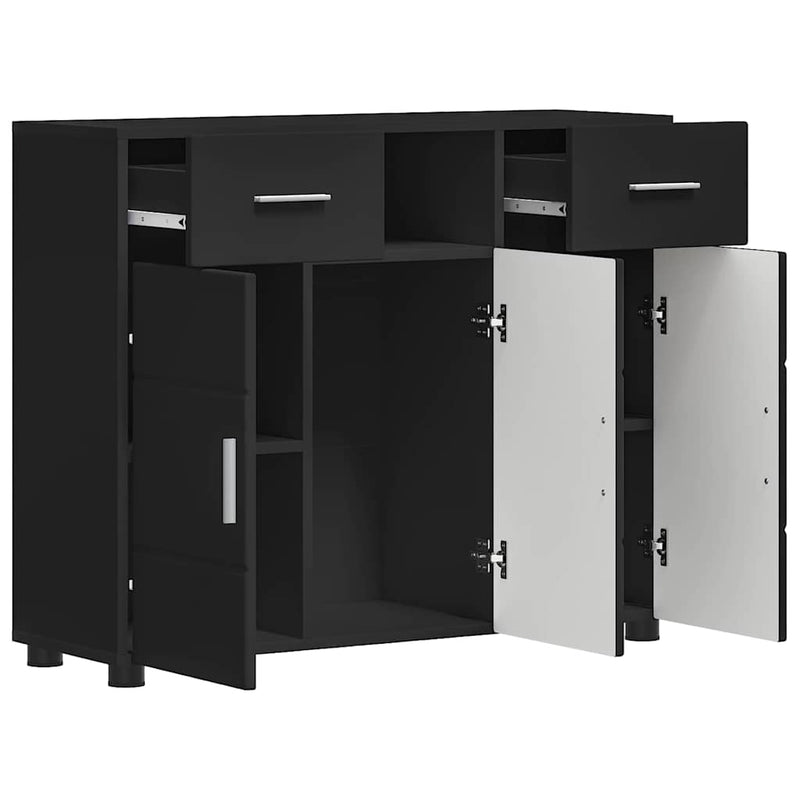 vidaXL Széf fiókkal tárolóval Fekete 88.5 x 30.5 x 73 cm Faanyag