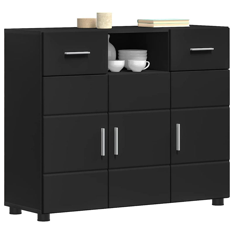 vidaXL Széf fiókkal tárolóval Fekete 88.5 x 30.5 x 73 cm Faanyag