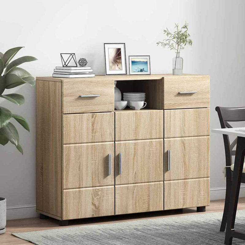 vidaXL Széf fiókkal tárolóval sonoma tölgy 88.5 x 30.5 x 73 cm Faanyag