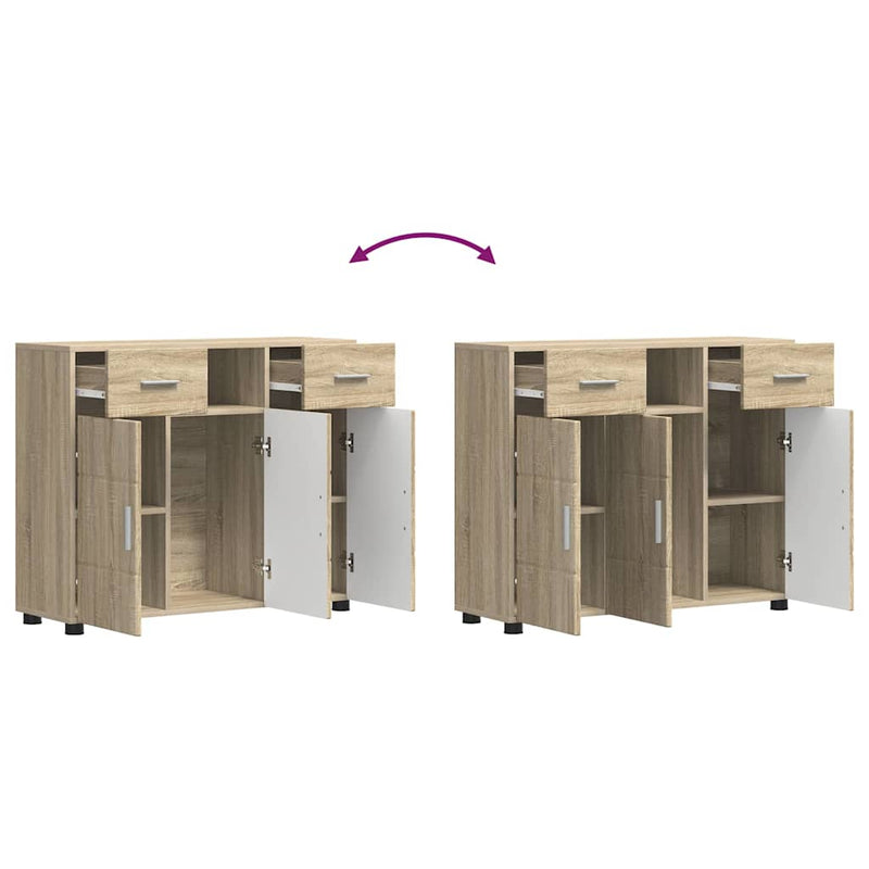 vidaXL Széf fiókkal tárolóval sonoma tölgy 88.5 x 30.5 x 73 cm Faanyag