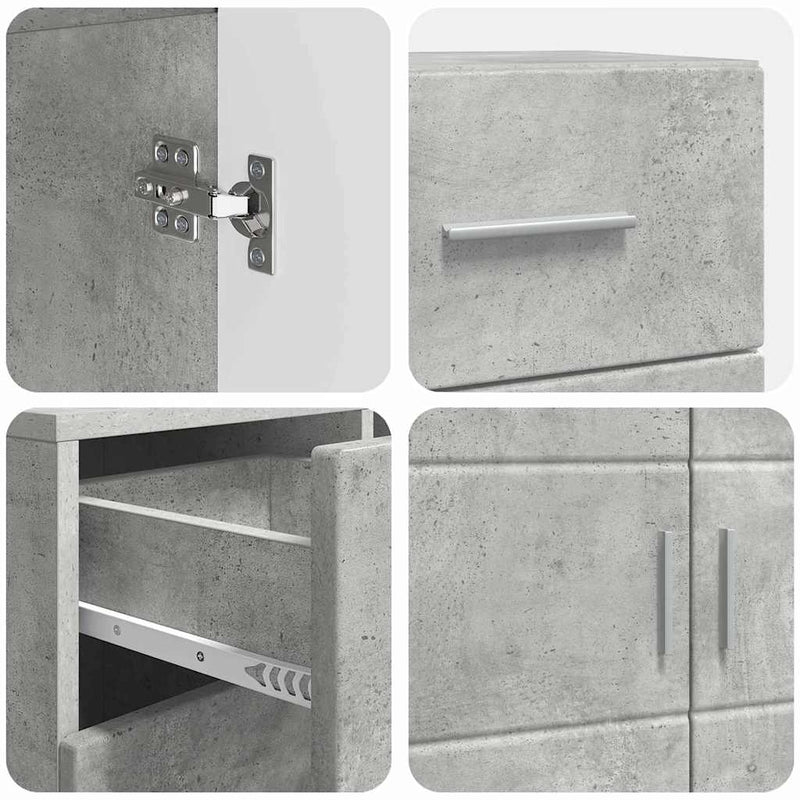 vidaXL Széf fiókkal tárolóval Beton szürke 88.5 x 30.5 x 73 cm Faanyag