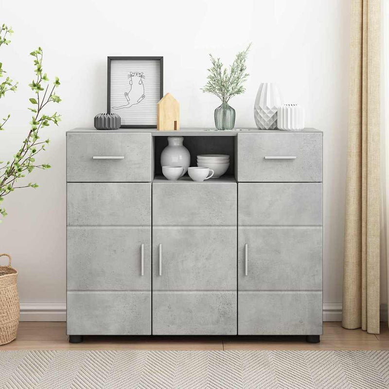 vidaXL Széf fiókkal tárolóval Beton szürke 88.5 x 30.5 x 73 cm Faanyag
