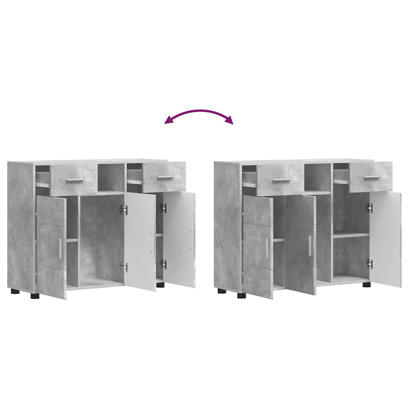vidaXL Széf fiókkal tárolóval Beton szürke 88.5 x 30.5 x 73 cm Faanyag
