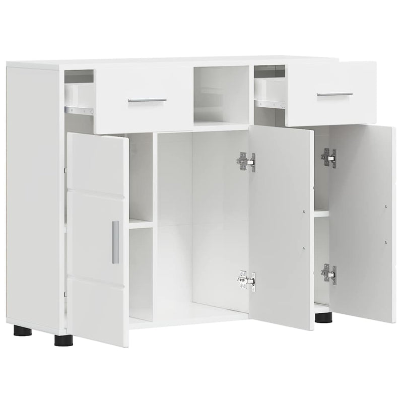vidaXL Széf fiókkal Magasfényű fehér 88.5 x 30.5 x 73 cm Faanyag