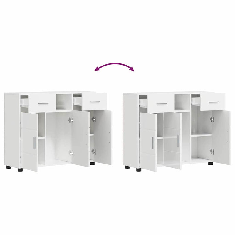 vidaXL Széf fiókkal Magasfényű fehér 88.5 x 30.5 x 73 cm Faanyag