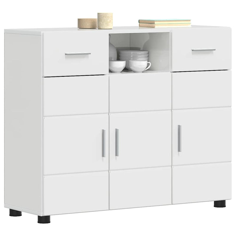 vidaXL Széf fiókkal Magasfényű fehér 88.5 x 30.5 x 73 cm Faanyag