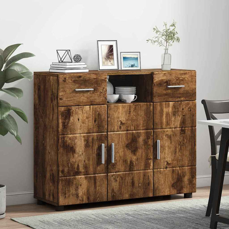 vidaXL Széf fiókkal ajtóval Füstölt tölgy 88.5 x 30.5 x 73 cm Faanyag