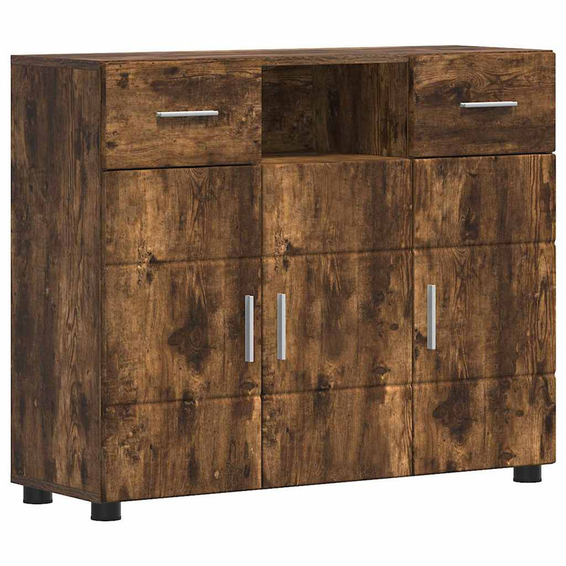 vidaXL Széf fiókkal ajtóval Füstölt tölgy 88.5 x 30.5 x 73 cm Faanyag