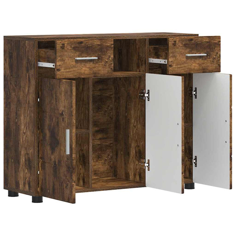vidaXL Széf fiókkal ajtóval Füstölt tölgy 88.5 x 30.5 x 73 cm Faanyag
