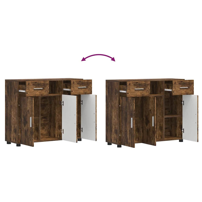 vidaXL Széf fiókkal ajtóval Füstölt tölgy 88.5 x 30.5 x 73 cm Faanyag