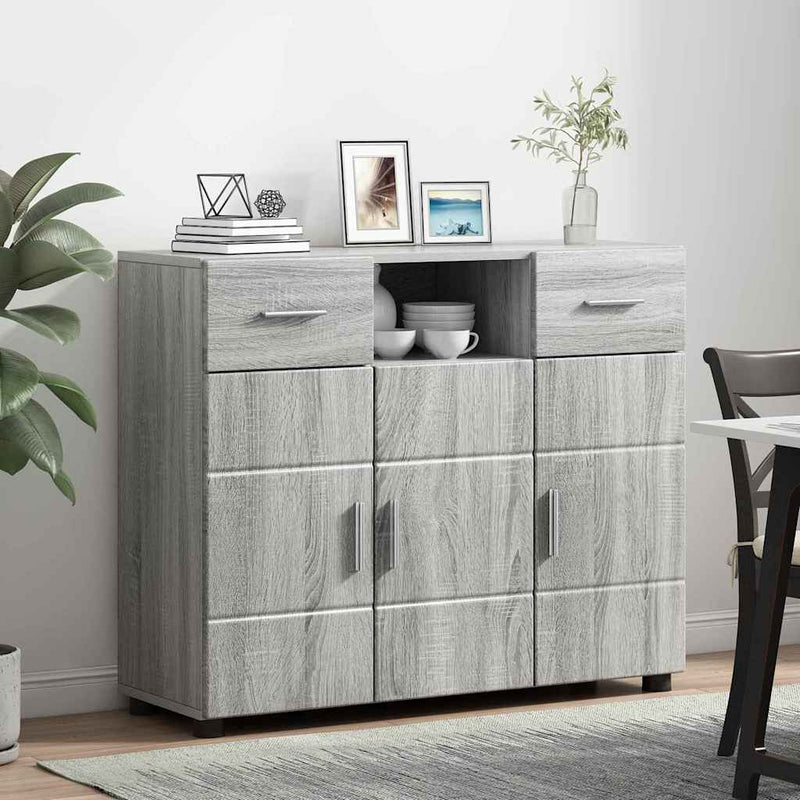 vidaXL Széf fiókkal ajtóval Szürke sonoma 88.5 x 30.5 x 73 cm Faanyag