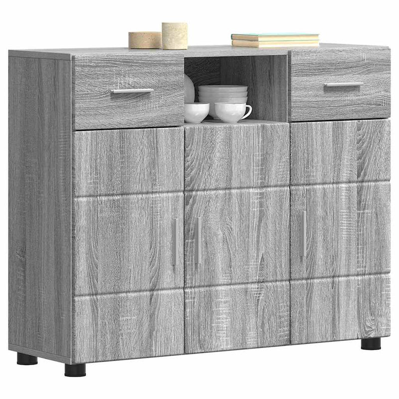 vidaXL Széf fiókkal ajtóval Szürke sonoma 88.5 x 30.5 x 73 cm Faanyag