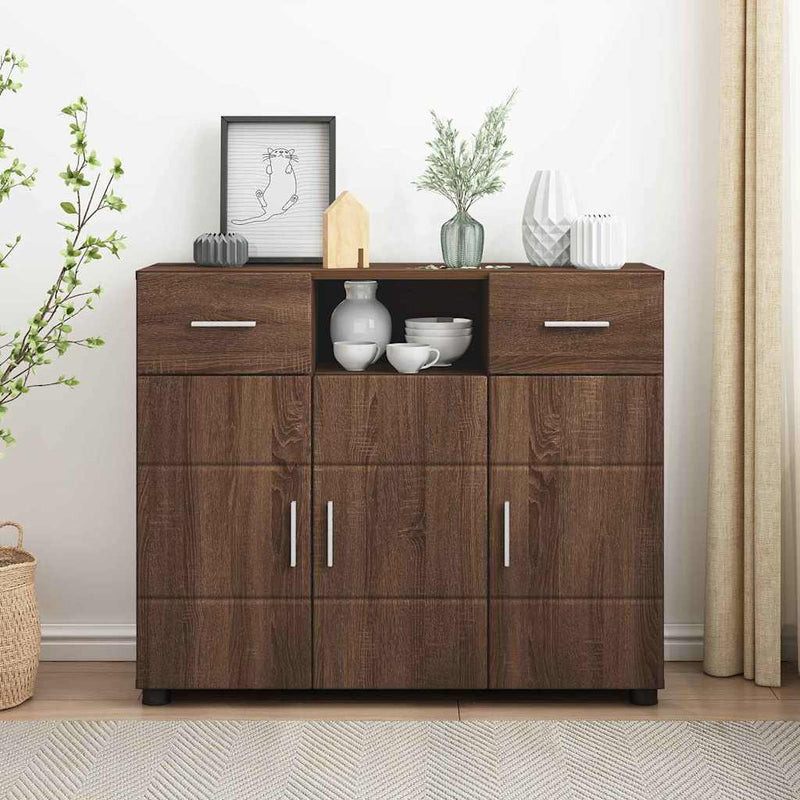 vidaXL Széf fiókkal tárolóval barna tölgy 88.5 x 30.5 x 73 cm Faanyag