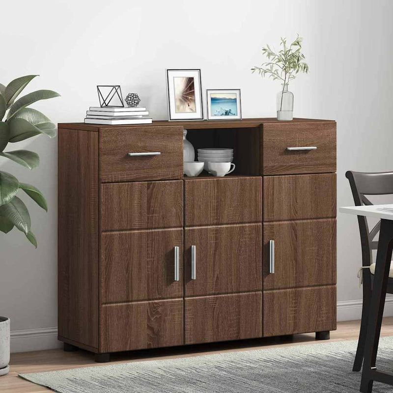 vidaXL Széf fiókkal tárolóval barna tölgy 88.5 x 30.5 x 73 cm Faanyag