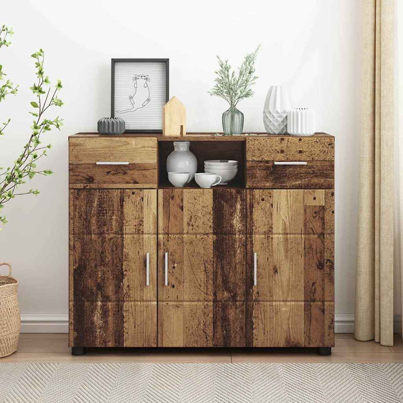 vidaXL Széf fiókkal tárolóval Régi fa 88.5 x 30.5 x 73 cm Faanyag
