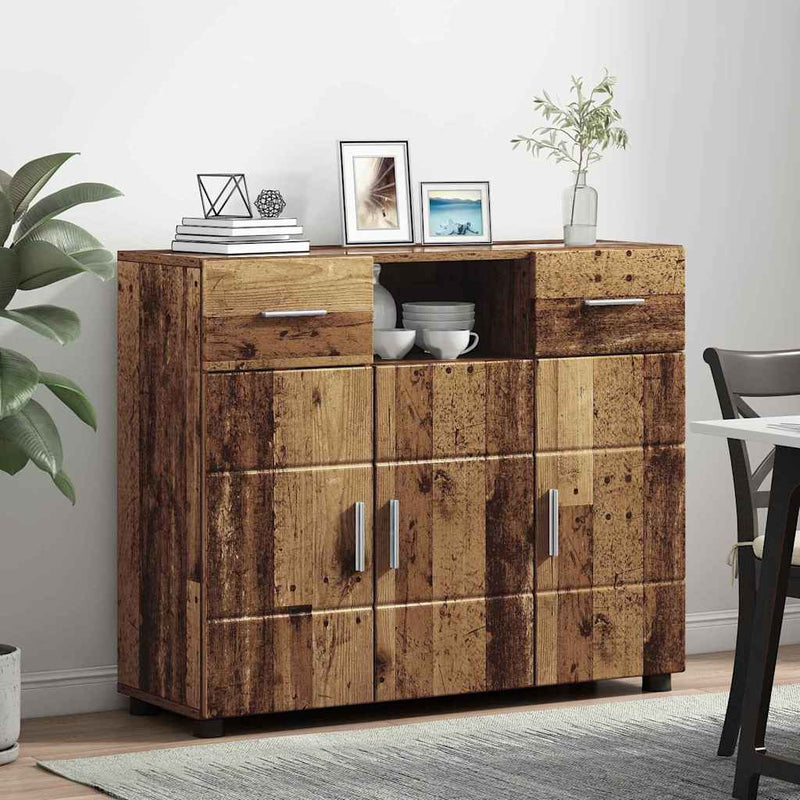 vidaXL Széf fiókkal tárolóval Régi fa 88.5 x 30.5 x 73 cm Faanyag