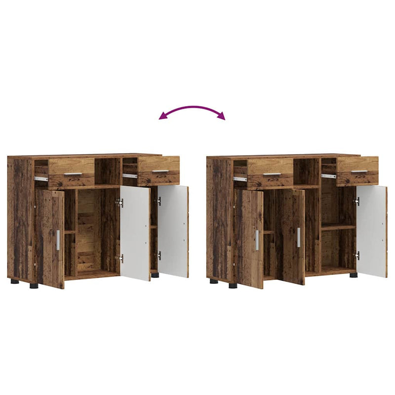 vidaXL Széf fiókkal tárolóval Régi fa 88.5 x 30.5 x 73 cm Faanyag