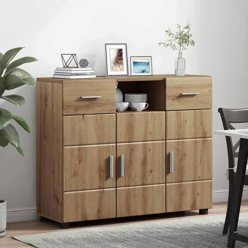 vidaXL Széf fiókkal ajtóval kézműves tölgy 88.5 x 30.5 x 73 cm Faanyag