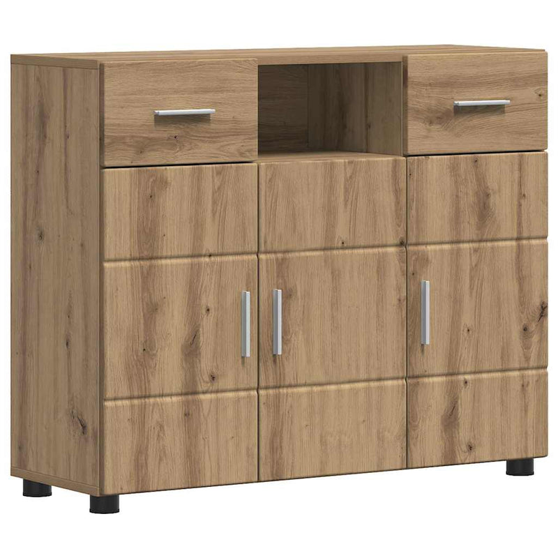 vidaXL Széf fiókkal ajtóval kézműves tölgy 88.5 x 30.5 x 73 cm Faanyag