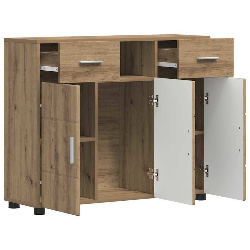 vidaXL Széf fiókkal ajtóval kézműves tölgy 88.5 x 30.5 x 73 cm Faanyag