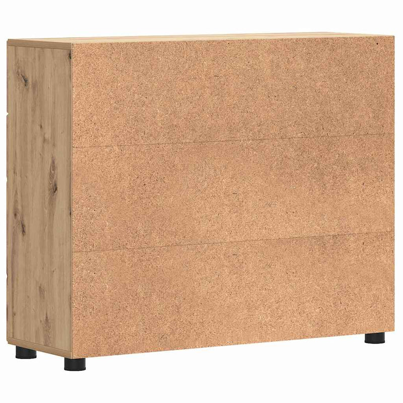 vidaXL Széf fiókkal ajtóval kézműves tölgy 88.5 x 30.5 x 73 cm Faanyag