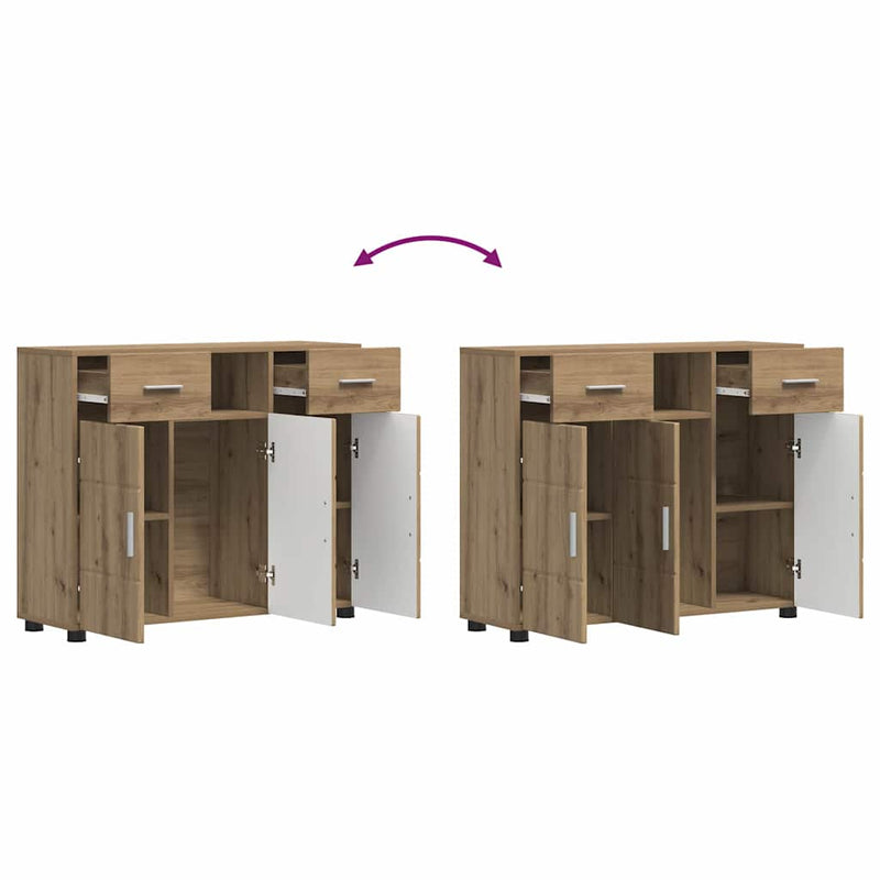 vidaXL Széf fiókkal ajtóval kézműves tölgy 88.5 x 30.5 x 73 cm Faanyag
