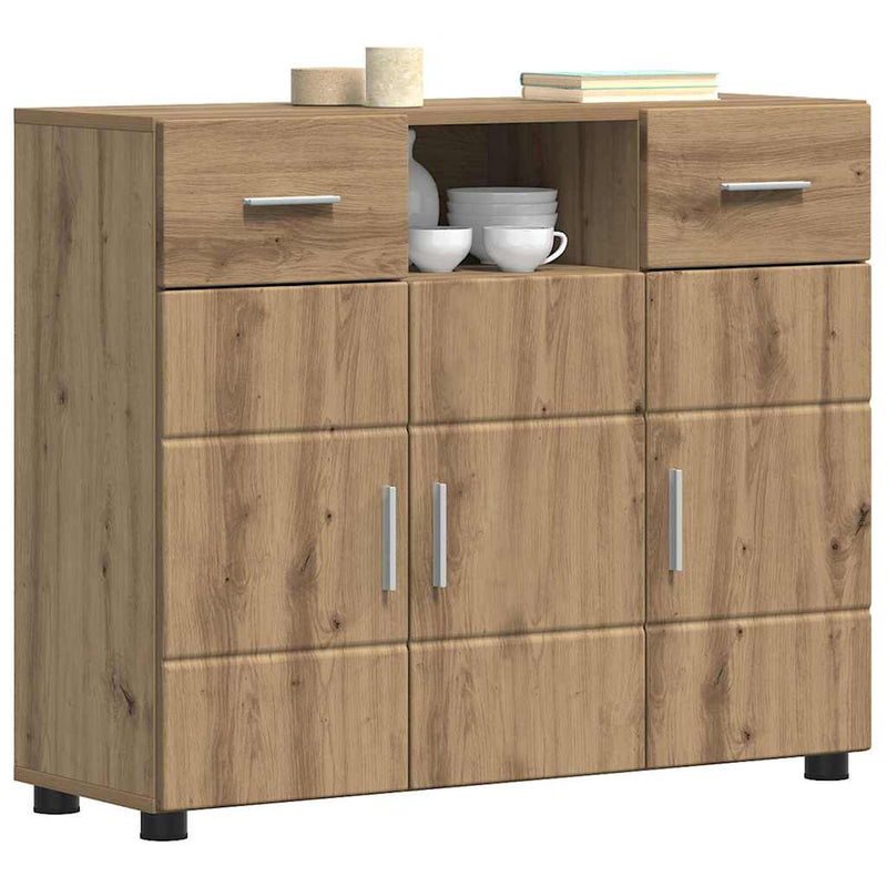 vidaXL Széf fiókkal ajtóval kézműves tölgy 88.5 x 30.5 x 73 cm Faanyag