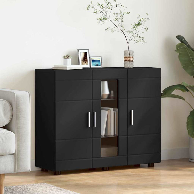 vidaXL Széf polcokkal tárolóval Fekete 55.5 x 29 x 100 cm Faanyag