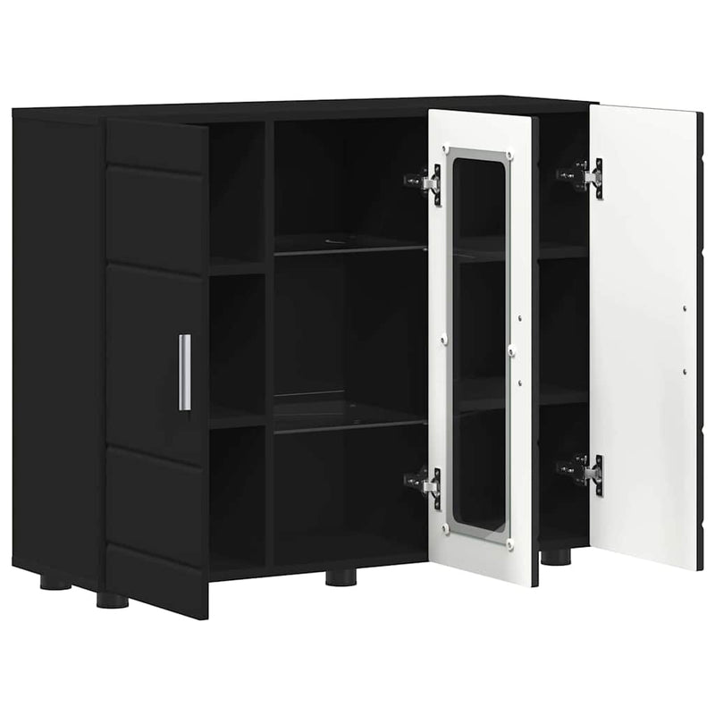 vidaXL Széf polcokkal tárolóval Fekete 55.5 x 29 x 100 cm Faanyag