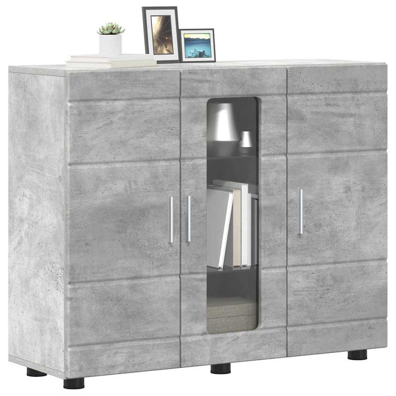 vidaXL Széf polcokkal ajtóval Beton szürke 55.5 x 29 x 100 cm Faanyag