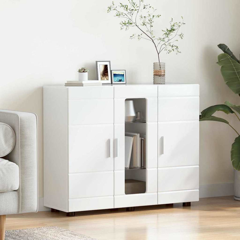 vidaXL Széf polcokkal Magasfényű fehér 55.5 x 29 x 100 cm Faanyag