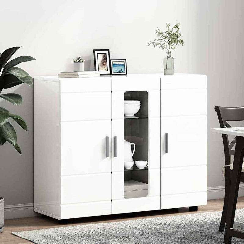 vidaXL Széf polcokkal Magasfényű fehér 55.5 x 29 x 100 cm Faanyag