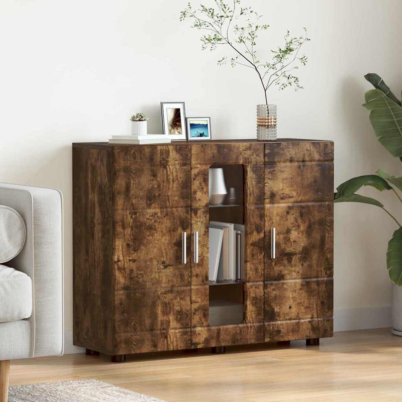 vidaXL Széf polcokkal ajtóval Füstölt tölgy 55.5 x 29 x 100 cm Faanyag