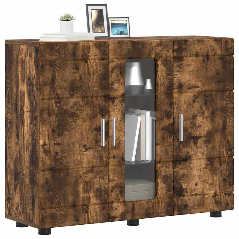 vidaXL Széf polcokkal ajtóval Füstölt tölgy 55.5 x 29 x 100 cm Faanyag