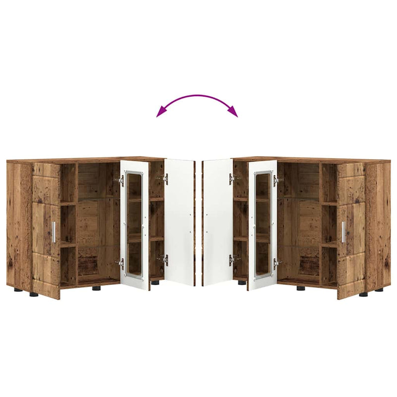 vidaXL Széf polcokkal tárolóval Régi fa 55.5 x 29 x 100 cm Faanyag