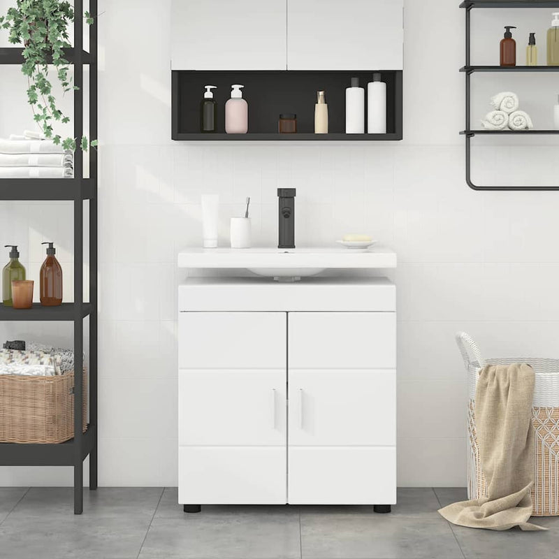 vidaXL Fürdőszoba mosdószekrény TULUM Fehér 60 x 34 x 63 cm Faanyag