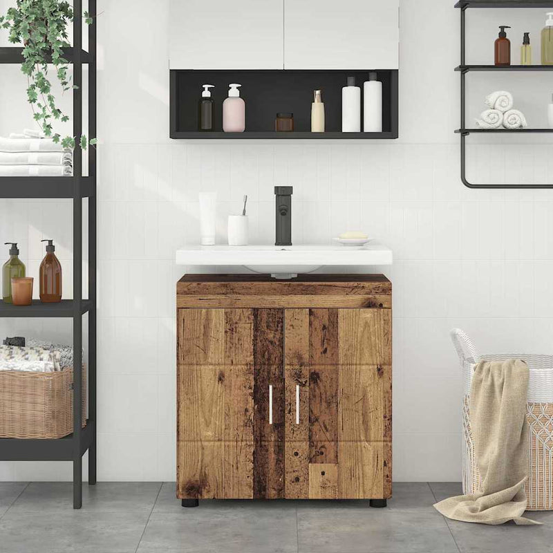 vidaXL Fürdőszoba mosdószekrény TULUM Régi fa 60 x 34 x 63 cm Faanyag