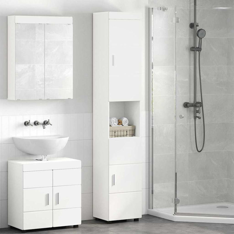 vidaXL Fürdőszoba Székény TULUM Fehér 37 x 31,5 x 203 cm Faanyag