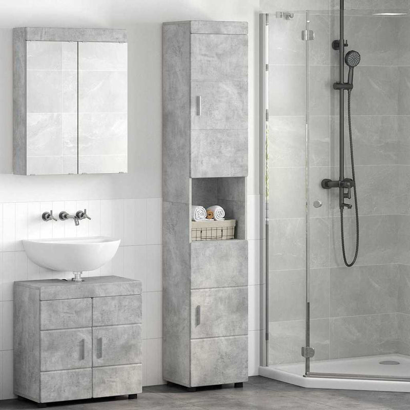 vidaXL Fürdőszoba Székény TULUM Beton szürke 37 x 31,5 x 203 cm