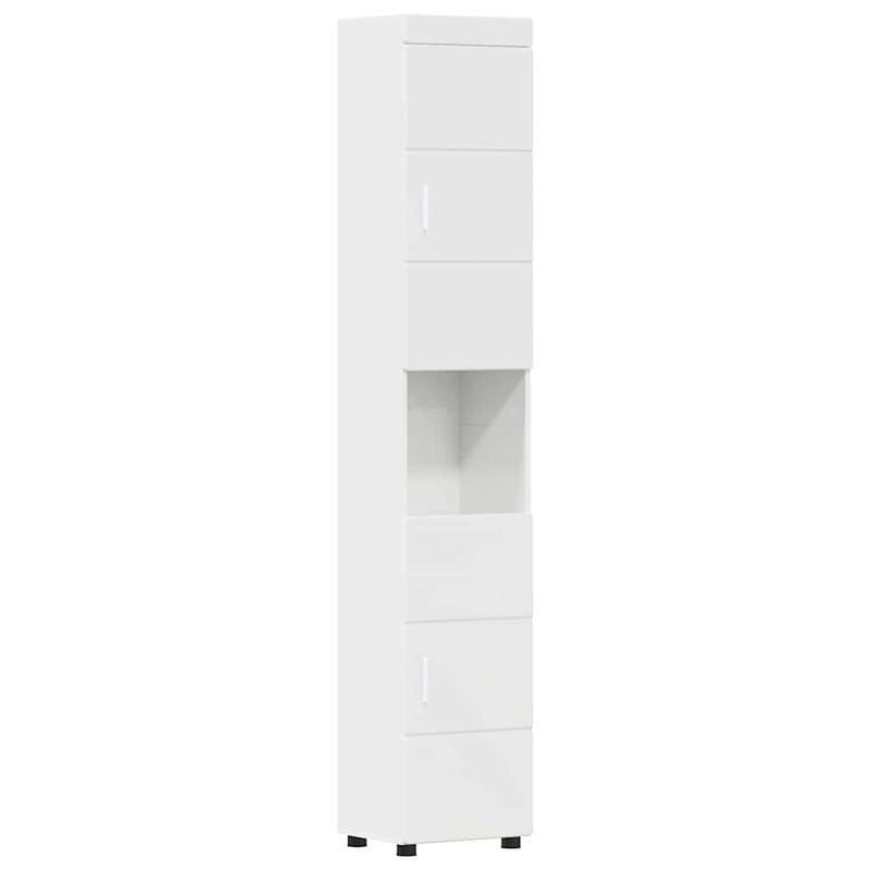 vidaXL Fürdőszoba Székény TULUM Magasfényű fehér 37 x 31,5 x 203 cm