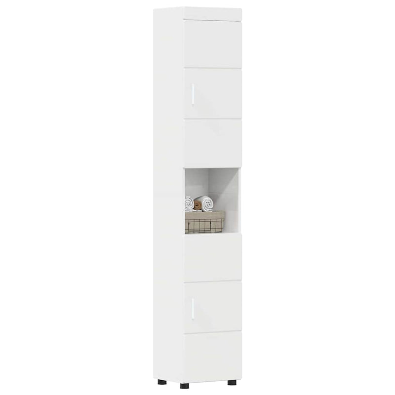 vidaXL Fürdőszoba Székény TULUM Magasfényű fehér 37 x 31,5 x 203 cm