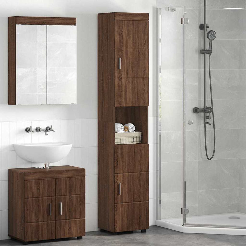vidaXL Fürdőszoba Székény TULUM barna tölgy 37 x 31,5 x 203 cm Faanyag