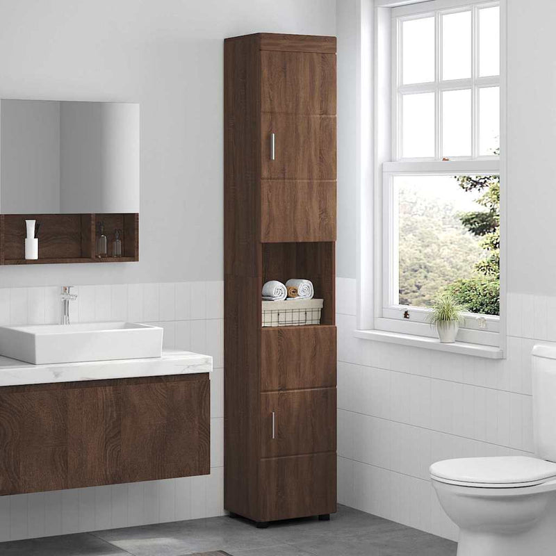 vidaXL Fürdőszoba Székény TULUM barna tölgy 37 x 31,5 x 203 cm Faanyag