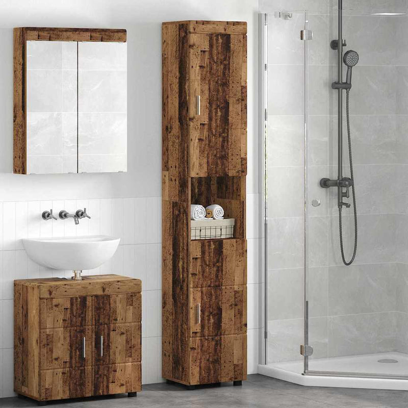 vidaXL Fürdőszoba Székény TULUM Régi fa 37 x 31,5 x 203 cm Faanyag